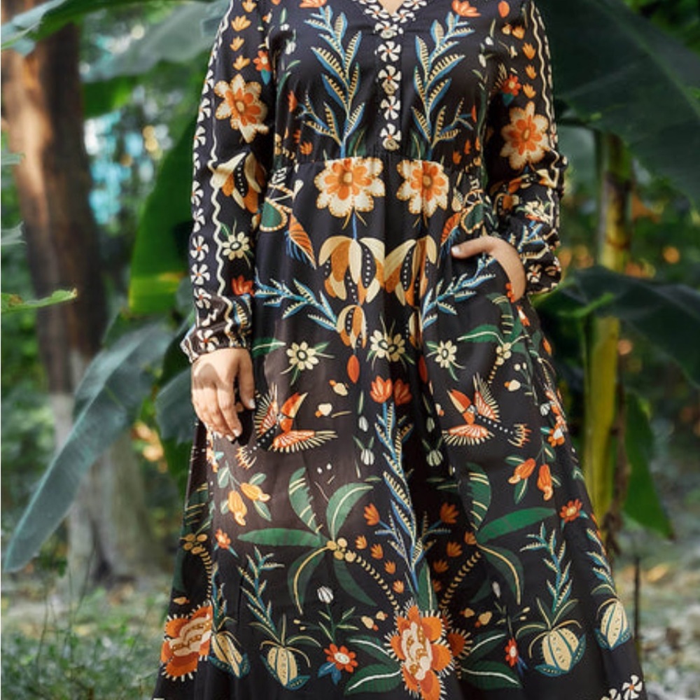 Bohemian Floral Long Sleeve Dress